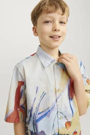 JACK & JONES JUNIOR overhemd JORLANDSCAPE met all over print Jongens Katoen Klassieke kraag