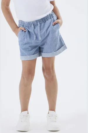 NAME IT KIDS gestreepte wide leg short NKFBELLA Korte broek Blauw
