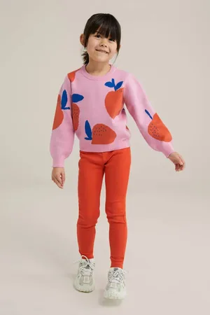 WE Fashion Skinny legging rood Meisjes Stretchkatoen Effen
