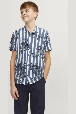 JACK & JONES JUNIOR overhemd JJJEFF RESORT met all over print Jongens Viscose Klassieke kraag