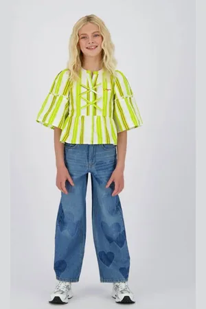 Vingino Wide leg jeans medium blue denim Blauw Hartjes
