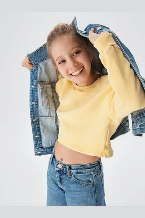 LTB Spijkerjas Ronny G Blauw Meisjes Denim Klassieke kraag Effen