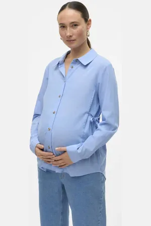 Mama;licious Zwangerschaps blouse Dames Katoen Klassieke kraag Effen