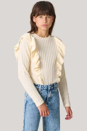 SHOEBY Gebreide longsleeve met ruches Meisjes Polyester Ronde hals