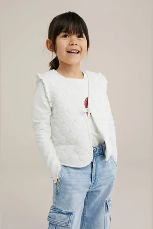 WE Fashion Gilet wit Meisjes Katoen V