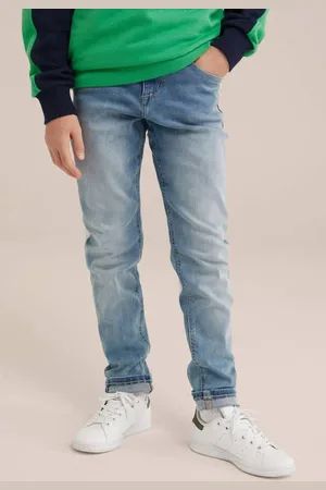 WE Fashion Blue Ridge tapered jeans lichtblauw Jongens Jog denim Effen