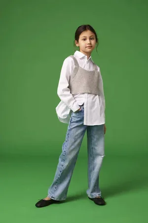 ONLY KIDS GIRL blouse met cropped spencer KOGZOE Meisjes Viscose Klassieke kraag