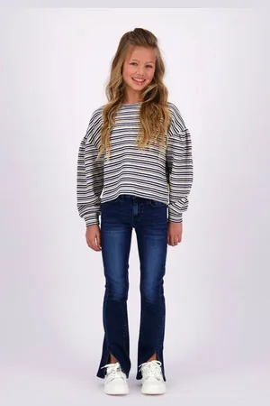 Vingino Flared fit jeans dark blue denim Blauw Meisjes Stretchdenim Effen