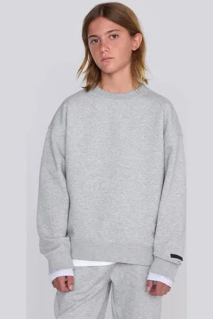 CoolCat Unisex Sweater Vicky met 3D Logo Grijs Trui Jongens/Meisjes Katoen Ronde hals