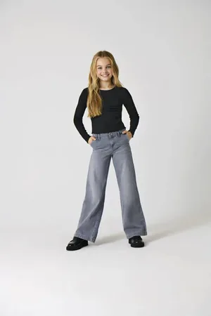 ONLY KIDS GIRL wide leg jeans Grijs Meisjes Katoen Effen