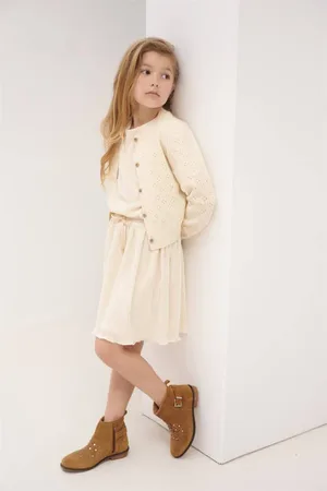 NoNo Korte jurk goud Meisjes Polyester Ronde hals Effen