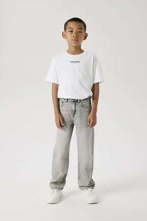 NAME IT KIDS straight fit jeans NKMRYAN Grijs Effen
