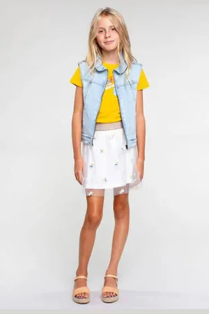 Moodstreet Gebloemde rok Wit Meisjes Polyester Bloemen