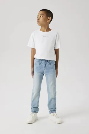 NAME IT KIDS slim fit regular waist jeans Groen Jongens Jog denim