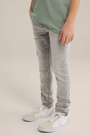 WE Fashion Blue Ridge slim fit jeans grey denim Grijs Jongens Stretchdenim