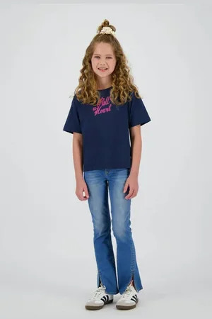 Vingino Flared jeans medium blue denim Blauw Effen