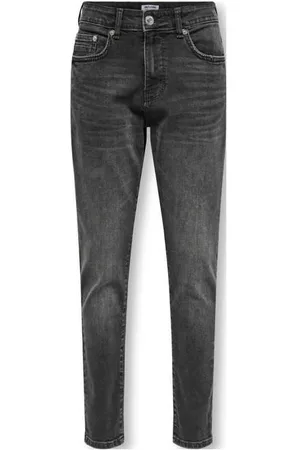 Only & Sons JUNIOR tapered jeans black denim Zwart Effen