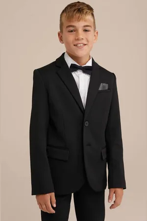 WE Fashion Colbert zwart Jongens Polyester Reverskraag Effen
