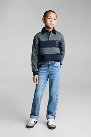MANGO Polo Blauw Jongens Katoen Polokraag Streep