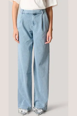 SHOEBY Loose jeans met krijtstreep light blue denim Blauw Krijtstreep