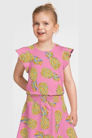 Orange stars Jurk Phyllis met all over print Meisjes Katoen Ronde hals