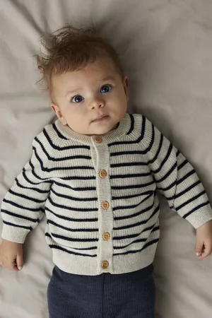 NAME IT BABY vest beige grof gebreid Jongens Katoen Ronde hals Melée