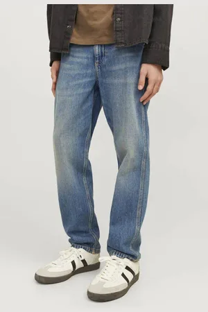 JACK & JONES JUNIOR high waist relaxed jeans JJICHRIS JJWORKER Blauw