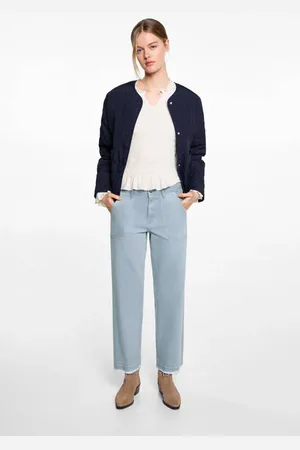 MANGO Casual broek lichtblauw Meisjes Katoen Effen