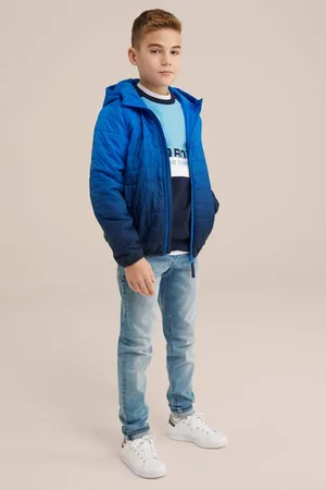 WE Fashion Blue Ridge jack blauw Jas Jongens Polyester Ronde hals Effen