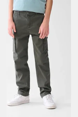SHOEBY Straight cargo broek Grijs Jongens Stretchkatoen Effen