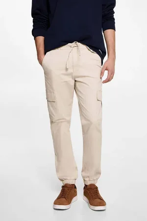 MANGO Cargo broek beige Jongens Stretchkatoen Effen