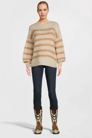 ONLY Gebreide zwangerschapstrui beige Dames Polyester Ronde hals