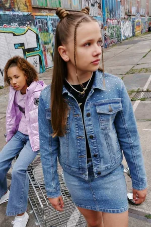 CoolCat Diamond Jeans Jas Delilah Spijkerjas Blauw Meisjes Denim Klassieke kraag