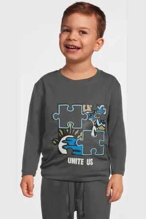 Quapi Mini longsleeve Jongens Stretchkatoen Ronde hals Printopdruk