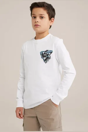 Salty Dog Longsleeve wit Jongens Katoen Ronde hals Backprint