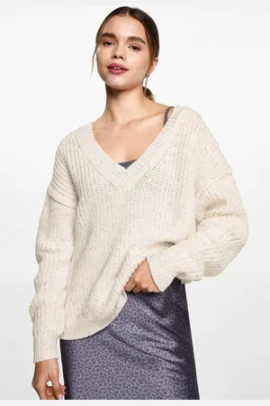 MANGO Trui wit gebreid Meisjes Polyester V