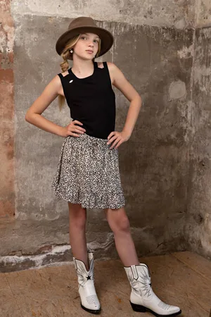 NoBell Rok Ninez met all over print en volant Wit Meisjes Polyester