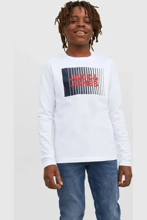 JACK & JONES JUNIOR longsleeve JJECORP van katoen wit Logo