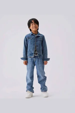 NAME IT KIDS straight fit jeans NKMRYAN Blauw Effen