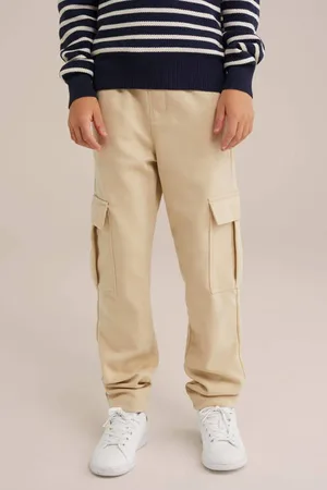 WE Fashion Blue Ridge slim casual broek Beige Jongens Polyester