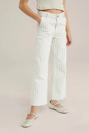 WE Fashion Blue Ridge wide leg jeans ecru Meisjes Denim Streep