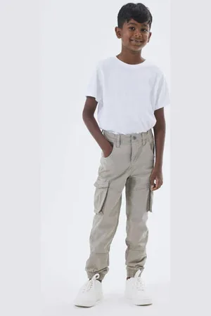 NAME IT KIDS regular fit cargobroek NKMRYAN beige Jongens Stretchkatoen