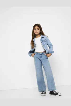 ONLY KIDS GIRL wide leg jeans KOGCOMET Blauw Effen