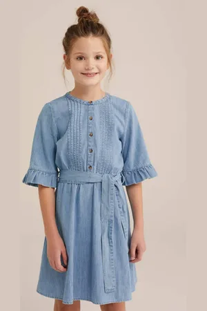 WE Fashion Blue Ridge spijkerjurk Blauw Effen