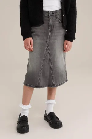 WE Fashion Spijkerrok Grijs Meisjes Stretchdenim Effen