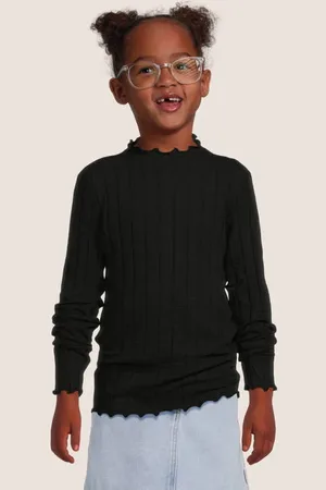 NAME IT KIDS ribgebreide longsleeve NKFNOLINE Meisjes Katoen Opstaande kraag