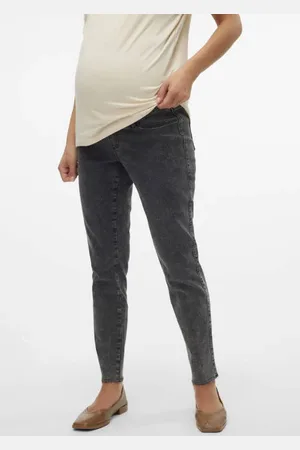 Mama;licious High waist zwangerschaps slim fit jeans MLOSAKA Grijs