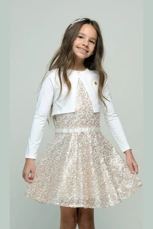 Le Chic Bolero wit Vest Meisjes Stretchkatoen Ronde hals Effen