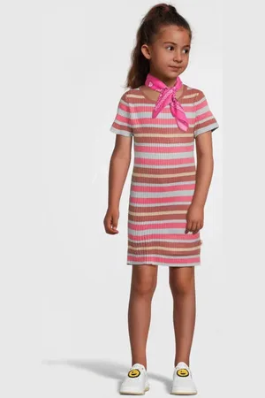 Moodstreet Gestreepte jurk Meisjes Polyester Ronde hals