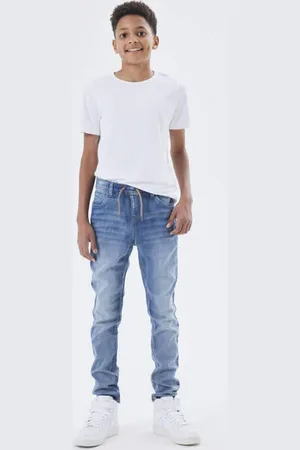 NAME IT KIDS slim regular waist slim fit jeans Groen Jongens Stretchdenim